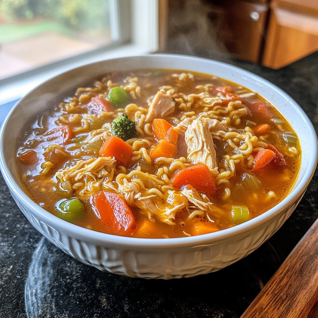 Set-It-and-Forget-It Slow Cooker Chicken Ramen-Inspired Soup