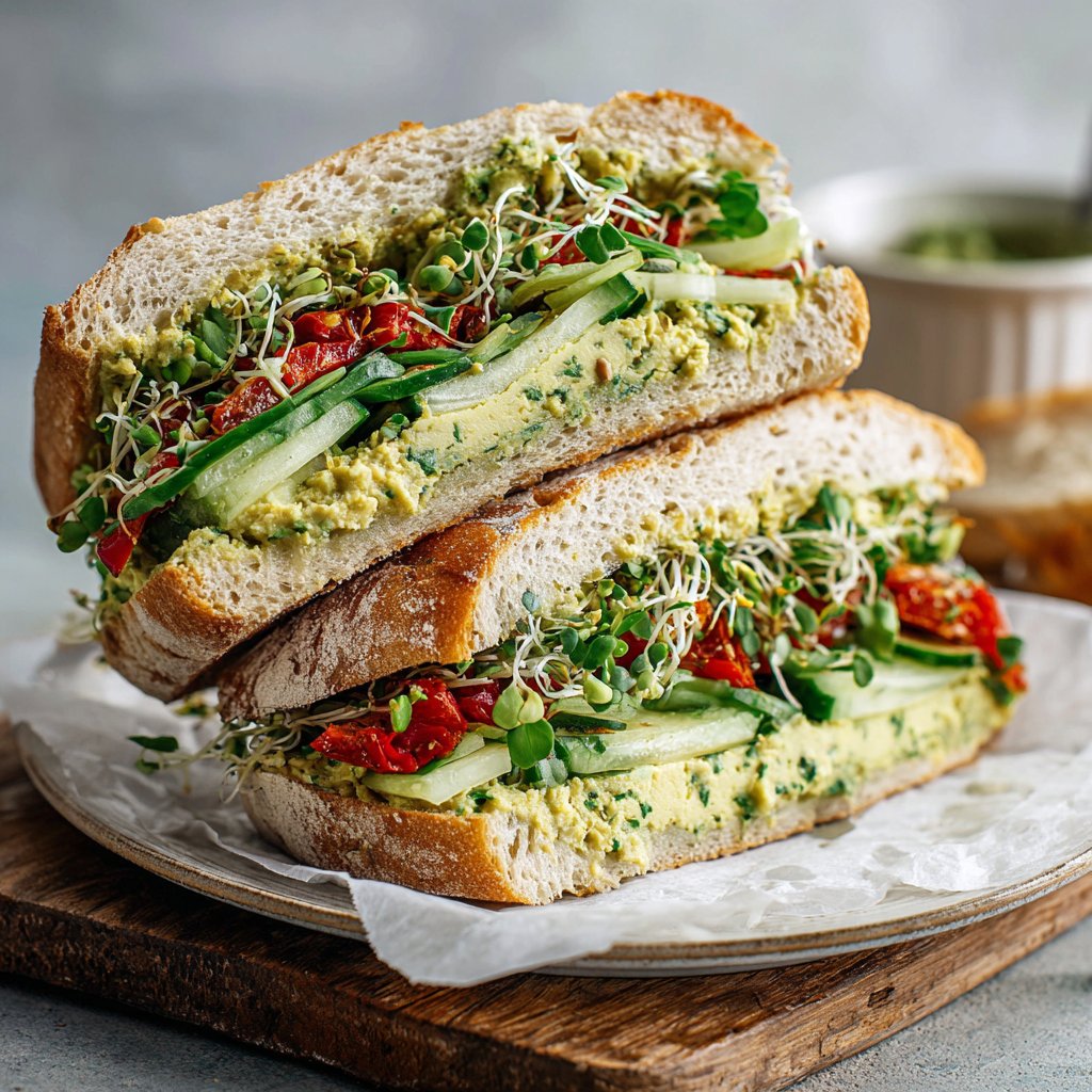 Healthy Lunch Hummus Veggie Sandwiches