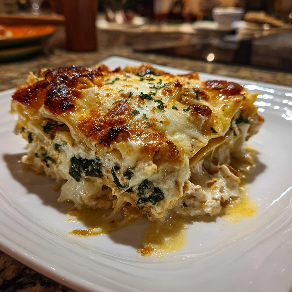 Shredded Chicken Spinach Lasagna