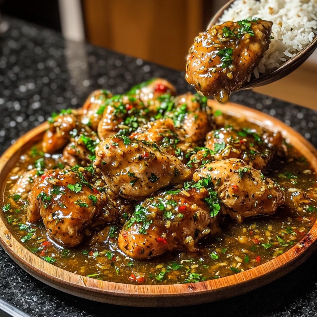Caramelised Soy Chicken in Garlic Ginger Broth with Rice