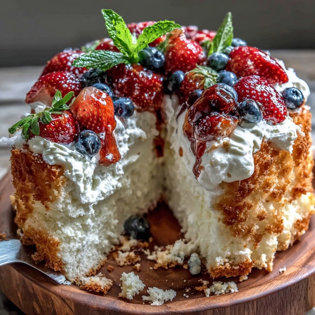 Strawberry Angel Food Cake Dessert With Berries