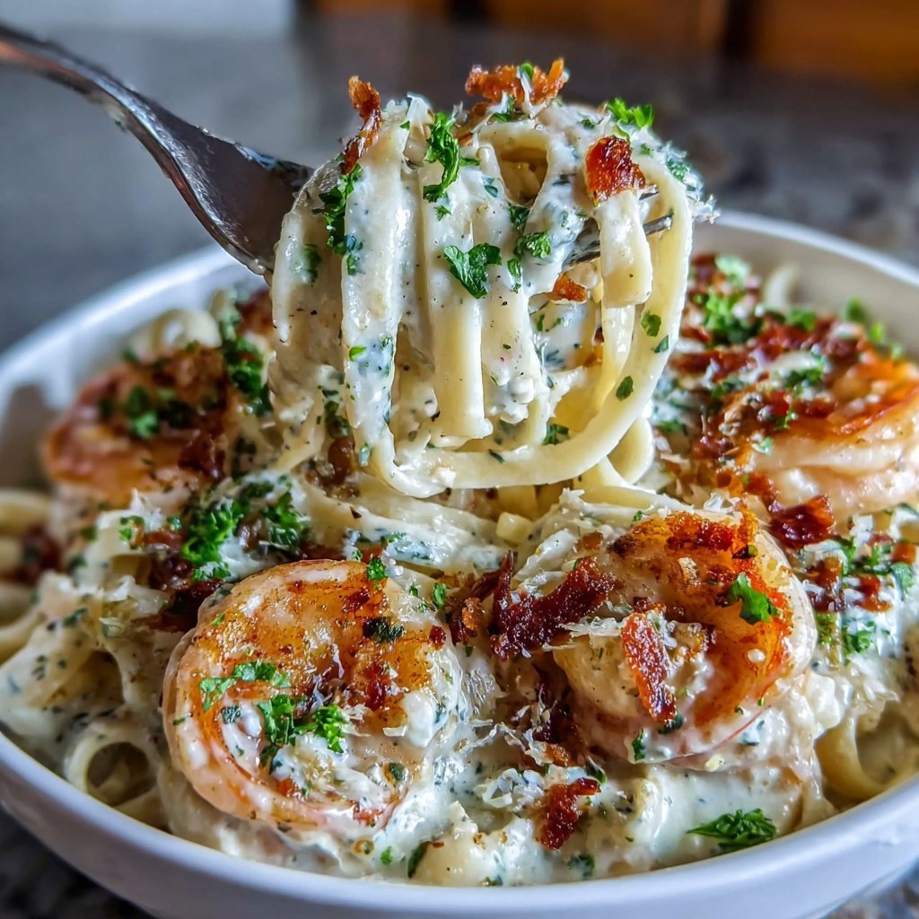 Shrimp Pasta With Garlic Cream Sauce